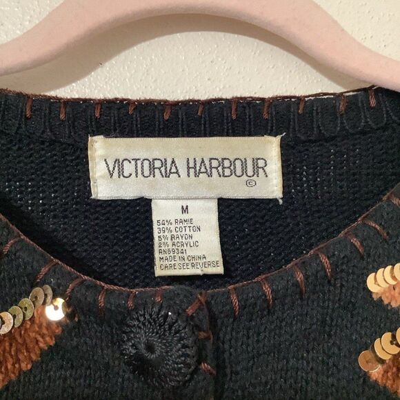 Vintage 90s Wearable Art Novelty Animal Sequin Embroidered Knit Cardigan M Fall - Picture 5 of 11